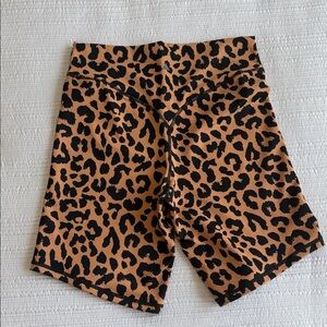 High-Rise Leopard Print Bike Shorts - Black and Tan